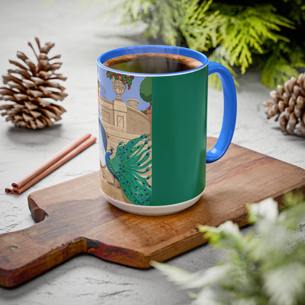 The Peacock's Admiration Colorful Mug (11oz, 15oz) – Rococo Elegance, Peacock Beauty & Garden Charm