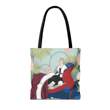 💌🌸 The Lady Of The Secret Letters Tote Bag – Art Deco Floral Elegance