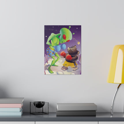 Cosmic Clash – Playful Alien and Bear Boxing Match