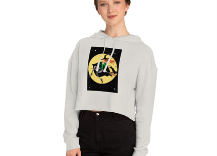 A Witch’s Moonlit Flight Women’s Cropped Hooded Sweatshirt