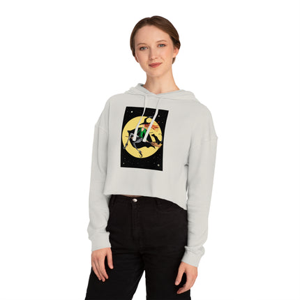 A Witch’s Moonlit Flight Women’s Cropped Hooded Sweatshirt