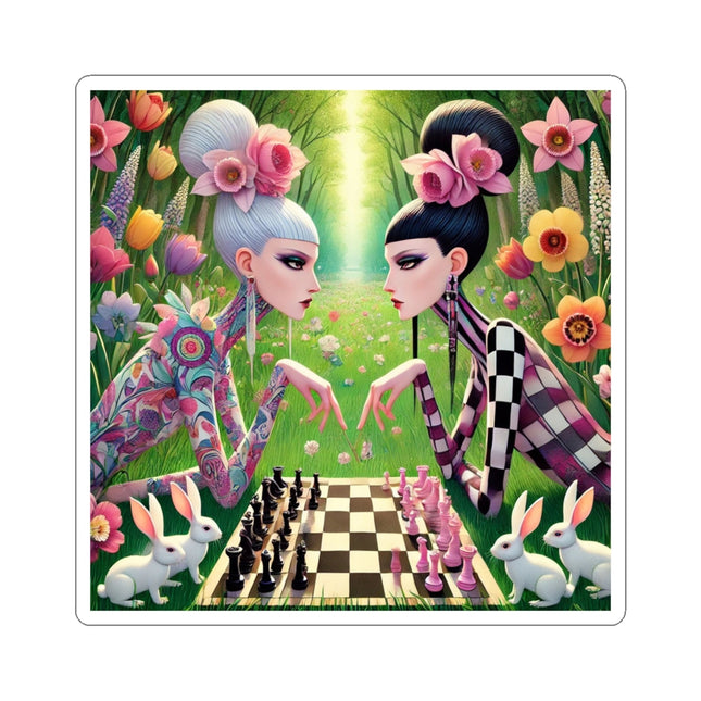 ♟️🌸 Spring Gambit: A Fairy’s Move Kiss-Cut Sticker – Whimsical Chess & Spring Magic