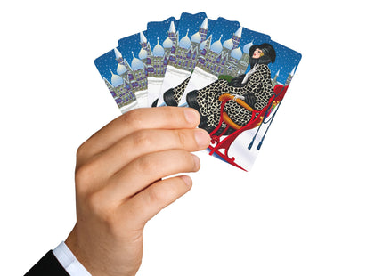 Elegant Winter Woman in Sleigh Playing Cards