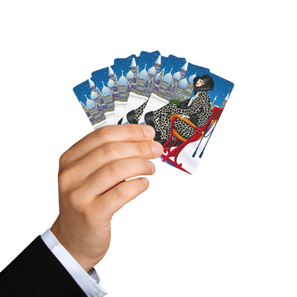 Elegant Winter Woman in Sleigh Playing Cards
