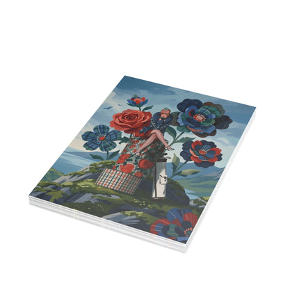 🏌️‍♀️🌹 The Lady Of The Highland Links Greeting Card – Art Deco Golf & Floral Fashion