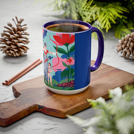 The Lady Of The Scarlet Bow Colorful Mugs – Art Deco Botanical Archer Elegance
