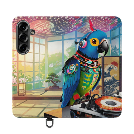 🎧🦜 Parrot DJ Flip Case – Neon Beats & Cyber Groove