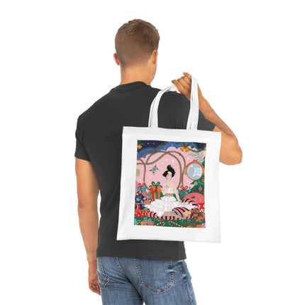 🎄🌹 Christmas Morning In The Rose Parlor Cotton Tote Bag – Art Deco Holiday Romance