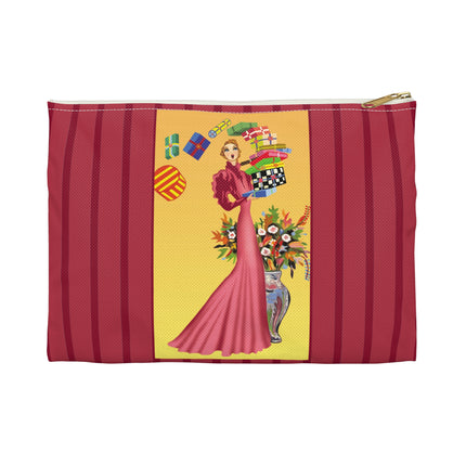Elegant Holiday Woman with Gifts Accessory Pouch