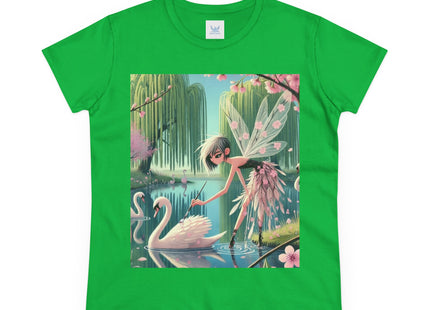 A Fairy Painting a Swan Cotton Tee