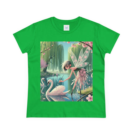 A Fairy Painting a Swan Cotton Tee