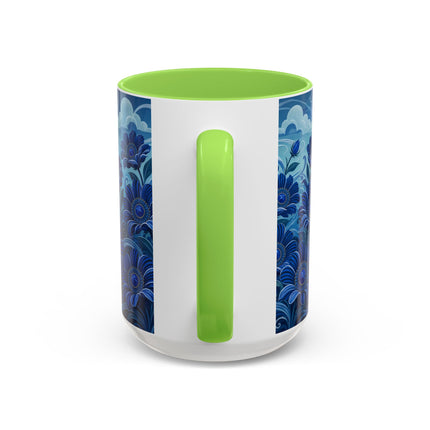 💙🌸 The Sapphire Wind Dancer Colorful Mug – Art Deco Floral Fantasy