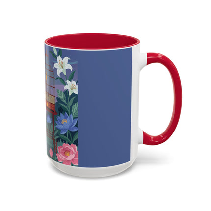 Whispers to the Golden Songbird Colorful Mugs – Art Deco Garden Elegance