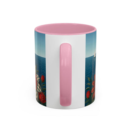 ⛵🌹 The Seaside Rose Traveler Colorful Mug – Art Deco Floral Elegance