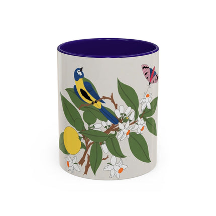 Blue Tit & Butterfly Colorful Mugs – Spring Harmony & Delicate Beauty