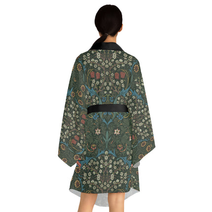 Blackthorn by William Morris Long Sleeve Kimono Robe (AOP)