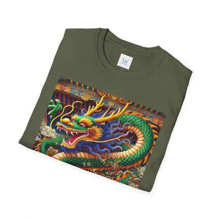 Tibetan Dragon Over Kabuki Duel Softstyle T-Shirt