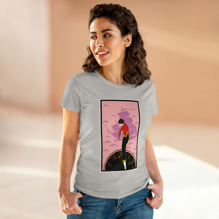 Woman Waiting for her Beloved at 1:59 by Kobayashi Kaichi Women's Midweight Cotton Tee