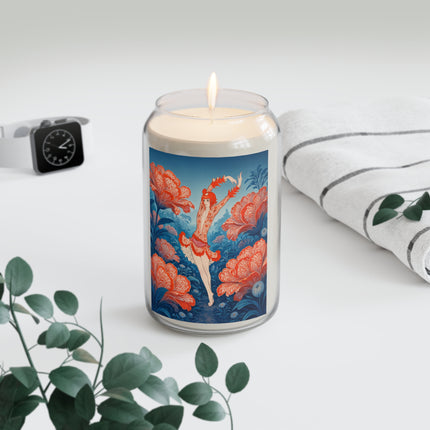 🌺🩰 The Scarlet Blossom Garden Ballerina Scented Soy Candle – Art Deco Floral Ballet