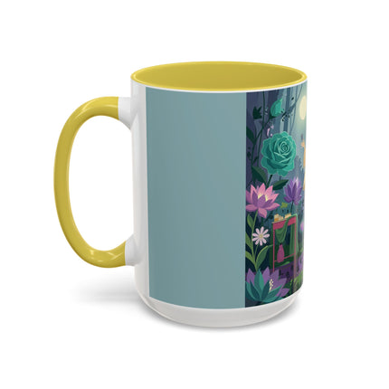 The Lady Of The Moonlit Garden Colorful Mugs – Art Deco Botanical Serenity