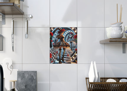 Halloween Witch Through the Mirror Ceramic Tile