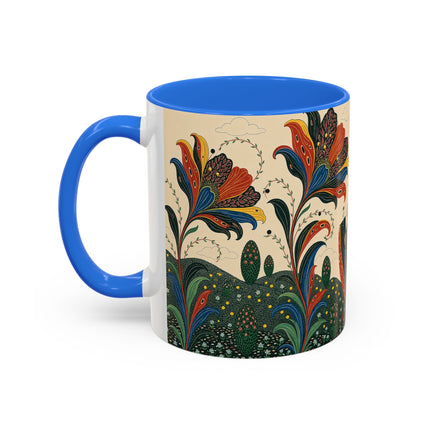 🌺🦋 The Enchanted Floral Voyage Colorful Mug – Art Deco Botanical Whimsy