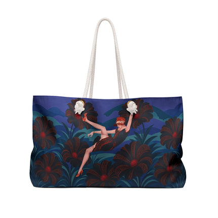 🖤🌺 The Midnight Floral Acrobat Weekender Bag – Art Deco Fashion Whimsy