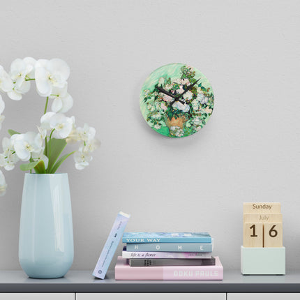 Roses by Vincent Van Gogh Acrylic Wall Clock, Round and Square