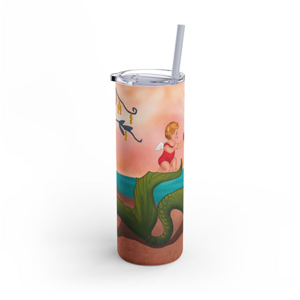 Mermaid with Parasol and Cupid by George Barbier Skinny Matte Tumbler, 20oz