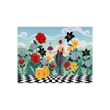 🌹🎭 The Lady Of The Little Dancer Ceramic Tile – Art Deco Floral Fantasy