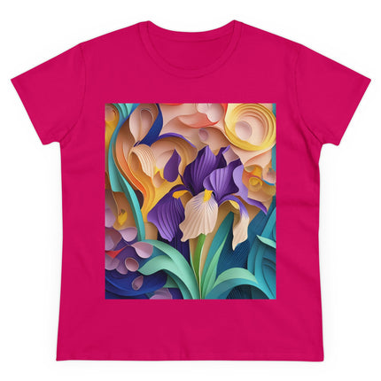 The Elegant Iris Flower Women's Midweight Cotton Tee