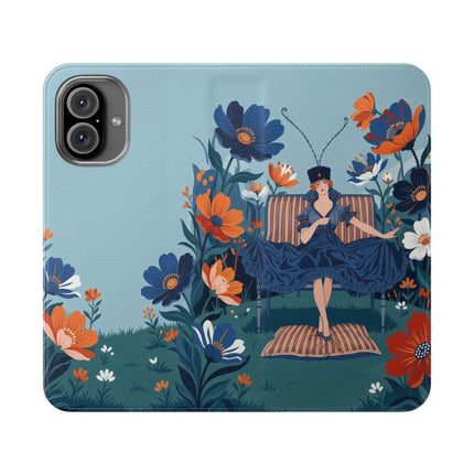 🌺🎩 The Lady Of The Grand Flower Garden Flip Case – Art Deco Floral Fantasy