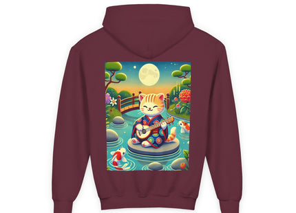 Melodic Kitten by the Koi Pond Youth Heavy Blend Hooded Sweatshirt