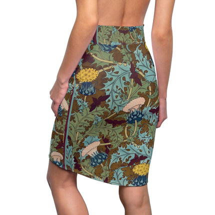 Crows, Cicadas and Thistles by Maurice Pillard Verneuil Women's Pencil Skirt (AOP)