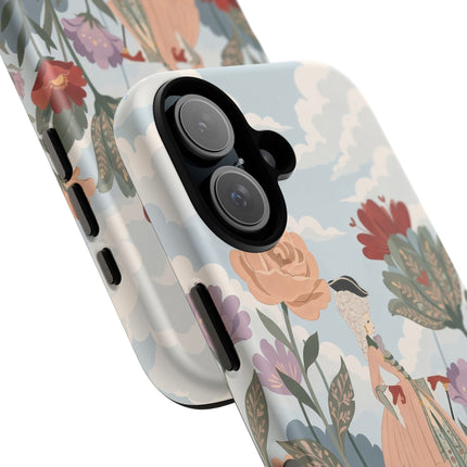 🌹🐈 The Lady And Puss In Boots Phone Case – Art Deco Floral Whimsy