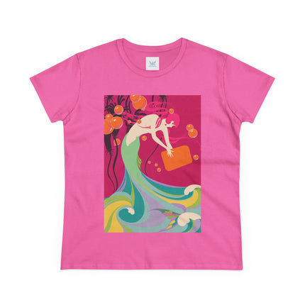 Mermaid Dive Women's Midweight Cotton Tee – Joyful Underwater Fantasy