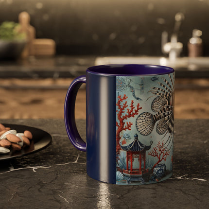 Lionfish & Lantern Colorful Mug – Mystical Ocean & Asian Harmony