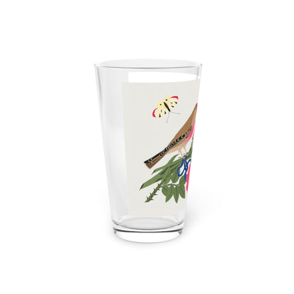 Pink-Breasted Bird & Wren Pint Glass – Spring Harmony & Delicate Beauty
