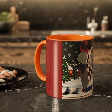 ❄️✨ The Winter Couture Promenade Colorful Mug – Art Deco Holiday Elegance