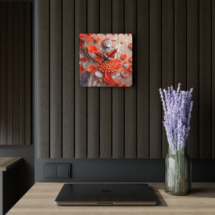 Poppy Fairy Acrylic Wall Clock, Round and Square