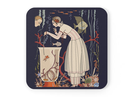 The Dazzling Little Fish by George Barbier Cork Back Coaster