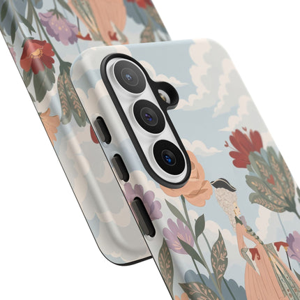 🌹🐈 The Lady And Puss In Boots Phone Case – Art Deco Floral Whimsy