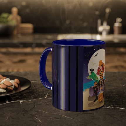 Moonlit Pirate Halloween Colorful Mugs, 11oz