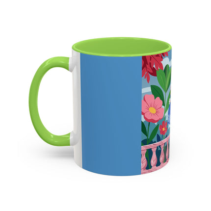 The Lady Of The Blossoming Terrace Colorful Mugs – Art Deco Floral Garden Elegance