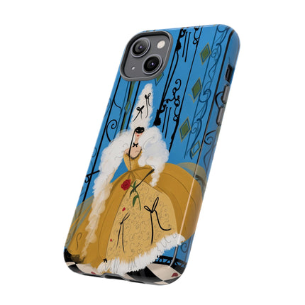 🎭🌹 The Lady At The Masquerade Gates Phone Case – Art Deco Fashion Illustration