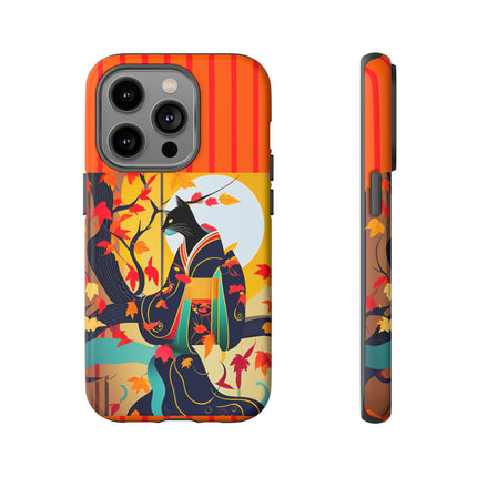 Black Cat in Kimono Phone Cases