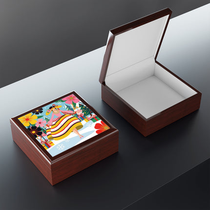 🌼🎄 The Christmas Blossom Belle Jewelry Box – Colorful Art Deco Holiday Fantasy