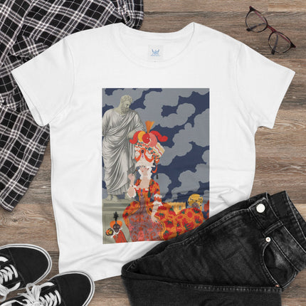 Rococo Grandeur Women's Midweight Cotton Tee – Opulent Elegance & Theatrical Charm
