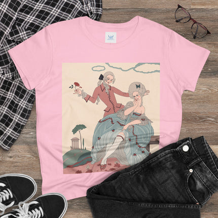 🌹🎀 The Rose Garden Courtship Cotton Tee – Art Deco Romantic Fashion