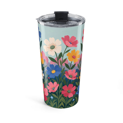 🌸🪞 The Floral Parasol Reflection Tumbler, 20oz – Art Deco Garden Fantasy